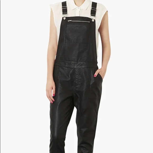 TopShop Leather Overalls Grunge Punk Blogger Y2K - Picture 6 of 7